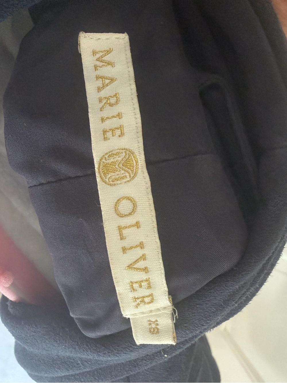 Marie Oliver Navy Faux Suede Drape Front Jacket XS - Picture 4 of 5